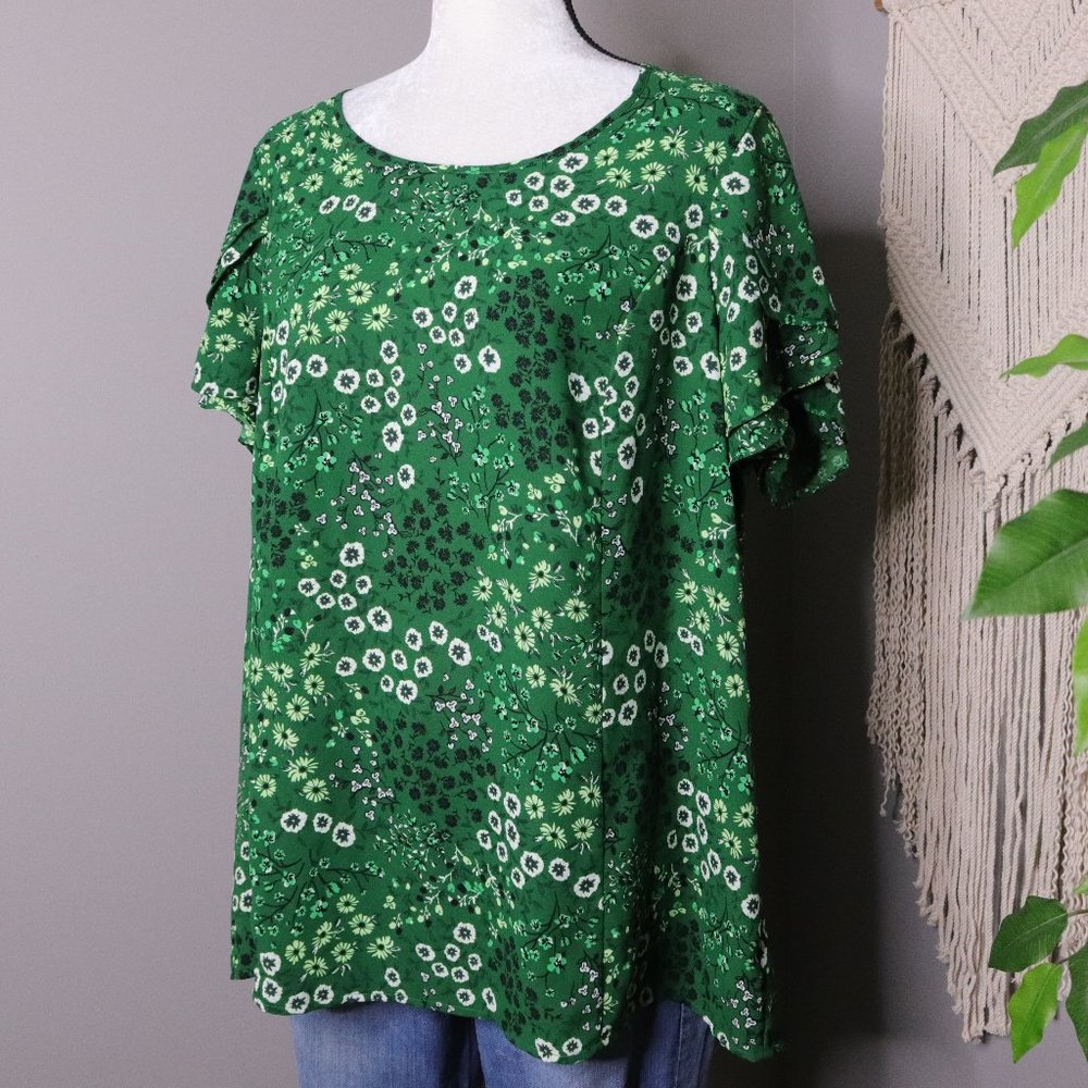 41 Hawthorn | Floral Printed Short Sleeve Blouse